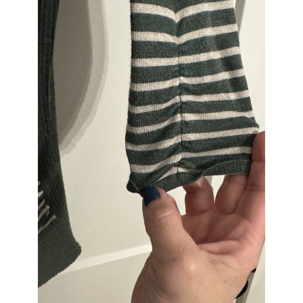 Women's 89th & Madison Green Cream Stripe Knitted Sweater Sz XL - Picture 4 of 13